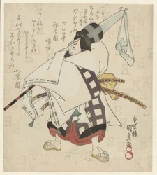 肩に日よけを巻いた男