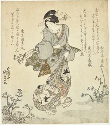 シダを収穫する女性