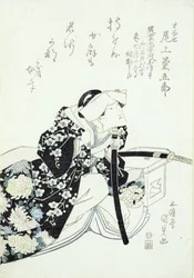 となせ役の尾上菊五郎（木版画）