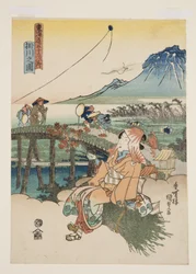 掛川の図」（カラー木版画