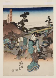 桑名の図」（カラー木版画