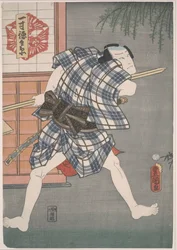 Issun-Tokubei Holding a Spear