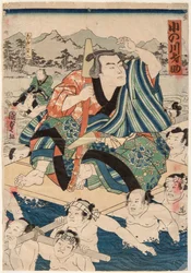 大相撲力士小野川斉助の肖像。二代目歌川国貞（1823-1880）の版画