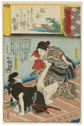 「漂流する舟」（浮舟）：お松と赤堀水右衛門、「源氏雲浮世絵合」より