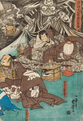 1843年、源頼光の屋敷で鬼を召喚する土蜘蛛