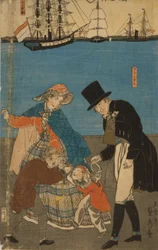 1871年に横浜で日曜日の散歩をしているオランダ人
