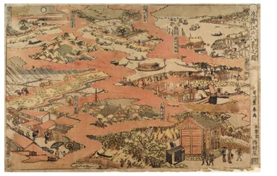 江戸八景、1770～1780年頃（紙に木版画）