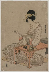 書き物机に座る娼婦、c. 1790年代後半。