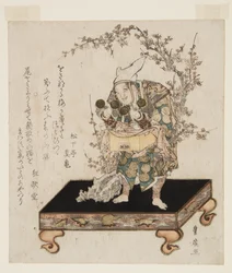 からくり人形（色木版画）
