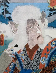 歌川豊国（1769-1825）の浮世絵「歌舞伎役者 森田カリヤ像」木版画 日本の文明、江戸時代