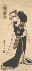 黒い衣を着て麦わら帽子を持つ女性役の俳優、瀬川菊之丞III、1798年