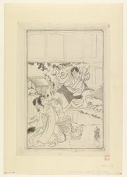 女性の首を切ろうとしている男性