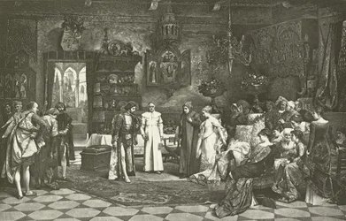 アビニョンで皇帝が紹介したペトラルカとローラ（グラビア）