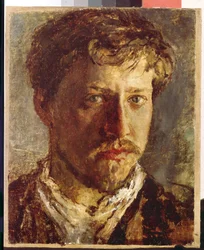 自画像。 （自画像）。 Valentin Alexandrovich Serov (1865-1911) による絵画、キャンバスに油彩、1880 年頃。 ロシア美術