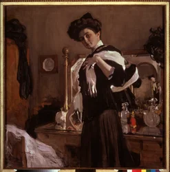Henrietta Hirshmann (1885-1970) の肖像。 Valentin Alexandrovich Serov（1865-1911）による絵画、キャンバスにテンペラ