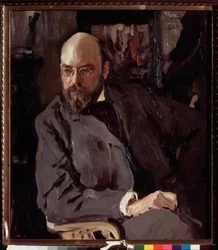 芸術家イリヤ (イリヤ) オストロウホフ (1858-1939) の肖像画。 Valentin Alexandrovich Serov（1865-1911）による絵画、キャンバスに油彩