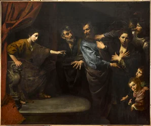 認識されたスザンナの無実、またはダニエルの審判 - ヴァランタン・ド・ブーローニュ（1591-1632）の『スザンナの無実、またはダニエルの審判』。油彩・キャンバス
