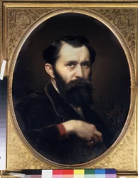 自画像。 Vasili（Vasili）Grigoryevich Perov（1834-1882）による絵画、キャンバスに油彩