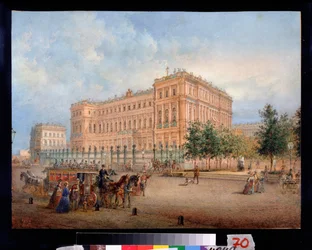 サンクトペテルブルクのニコラス宮殿の眺め。 Vasily Semyonovich Sadovnikov (1800-1879) の作品、紙に水彩