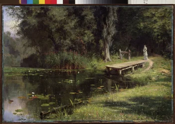 侵入池。 Vasily Dmitrievich Polenov（1844-1927）による絵画、キャンバスに油彩
