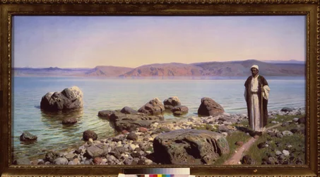 ガリラヤ湖（ジェネサレス湖）の前のイエス - ガリラヤ湖のイエス - Vasili Dmitrievich Polenov（1844-1927）による絵画、キャンバスに油彩