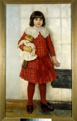 人形を持つ少女。ヴァシーリー・イワノヴィチ・スーリコフ（Vasily Surikov または Vasili Surikow）（1848-1916）作、1888年、モスクワ、トレチャコフ美術館