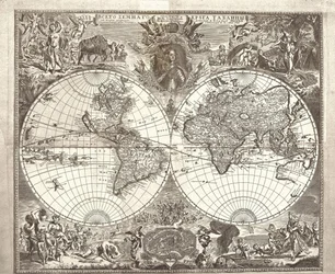 世界の二重半球地図、1713