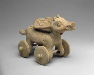車輪付きの鹿、西暦300〜900年（陶器）