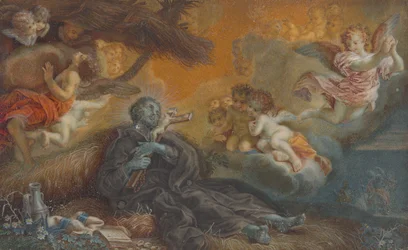 聖フランシスコ・ザビエルの死 1750年頃 油彩・ベラム