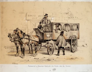 郵便局の車 - アダムによるリトグラフ、1840年頃