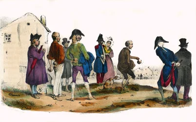 ボールプレイヤーのマーティン。1850年頃、パリで制作されたヴィクター・アダムのイラストによる「グロテスク・アルバム、傑出したタイプの選択」に収録されている。
