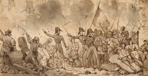 1830 年 7 月 29 日、バビロン通りの兵舎を占領する (図面)