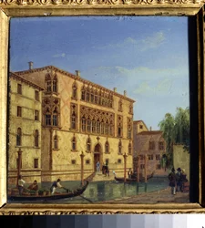 ""Vue de Venise: le palais Giovanelli"" (ベニスの景色。パラッツォ ジョヴァネッリ) Jean-Victor (Jean Victor) Vincent Adam (1801-1867) による絵画、19 世紀の州立美術館、トゥーラ、ロシア