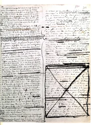 ユゴー作「レ・ミゼラブル」の自筆ページ。1845-1861年（文書（書簡）