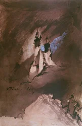 ヴォージュの城の思い出、1857年（紙にペンとインク、ウォッシュとガッシュ）