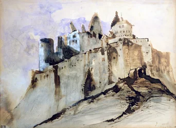 ヴィアンデン城、1871年（トイレ、ペン、インク、紙で洗う）