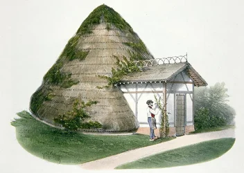 クールベトンの氷室、1895年頃にパリで出版された『シャンペトルの住居』の挿絵（クロモリト）