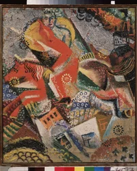 赤いジャンパーで構成。 ヴィクトル (ヴィクター) ニカンドロヴィッチ パルモフ (1888-1929) の絵画、キャンバスに油彩