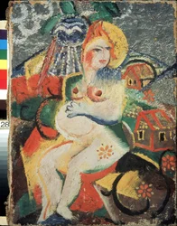 妊娠の喜び。 ヴィクトル (ヴィクター) ニカンドロヴィッチ パルモフ (1888-1929) の絵画、キャンバスに油彩