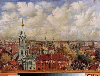 モスクワ (ロシア) - Viktor Jakovlevich Yakovlev (1844-?) による絵画、キャンバスに油彩、ロシア美術