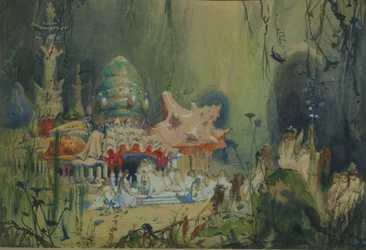 水中王国。オペラRusalkaの舞台デザイン、A。Dargomyzhsky、1884年