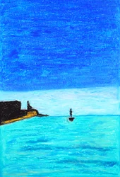 鮮やかな青の海景