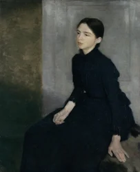 若い女性の肖像、画家の妹アンナ・ハマーショイ