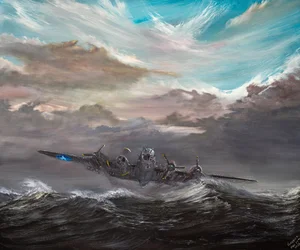 B17F「ドライ・ラン2」北洋上陸、2023年（油彩・キャンバス）