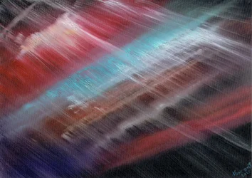 2017年の雨の中の飛行（キャンバスボードに油彩）