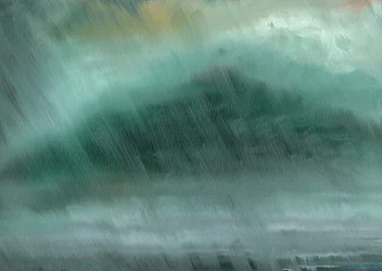 山岳雨、2017年（キャンバスボードに油彩）