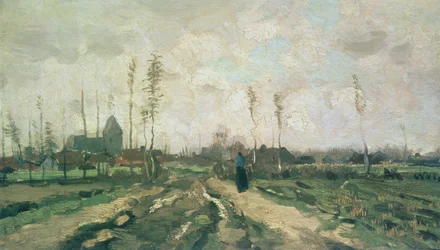 教会と家のある風景、ニュエネン、1885