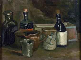 瓶と陶器のある静物画 パー・ゴッホ、フィンセント、ファン（1853-1890）。キャンバスに油彩、サイズ：31,5x41,8