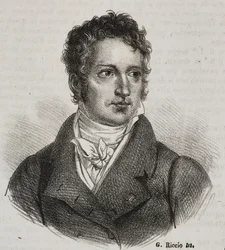イタリアの画家・修復家ヴィンチェンツォ・カムッチーニ（1771-1844）の肖像、ガエターノ・リッチョによるリトグラフ（『Piorama Pittoresco』n16、11月23日より