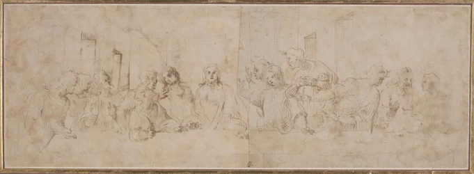 a) 最後の晩餐 b) プッティ 1515年頃（ペン・インク画）